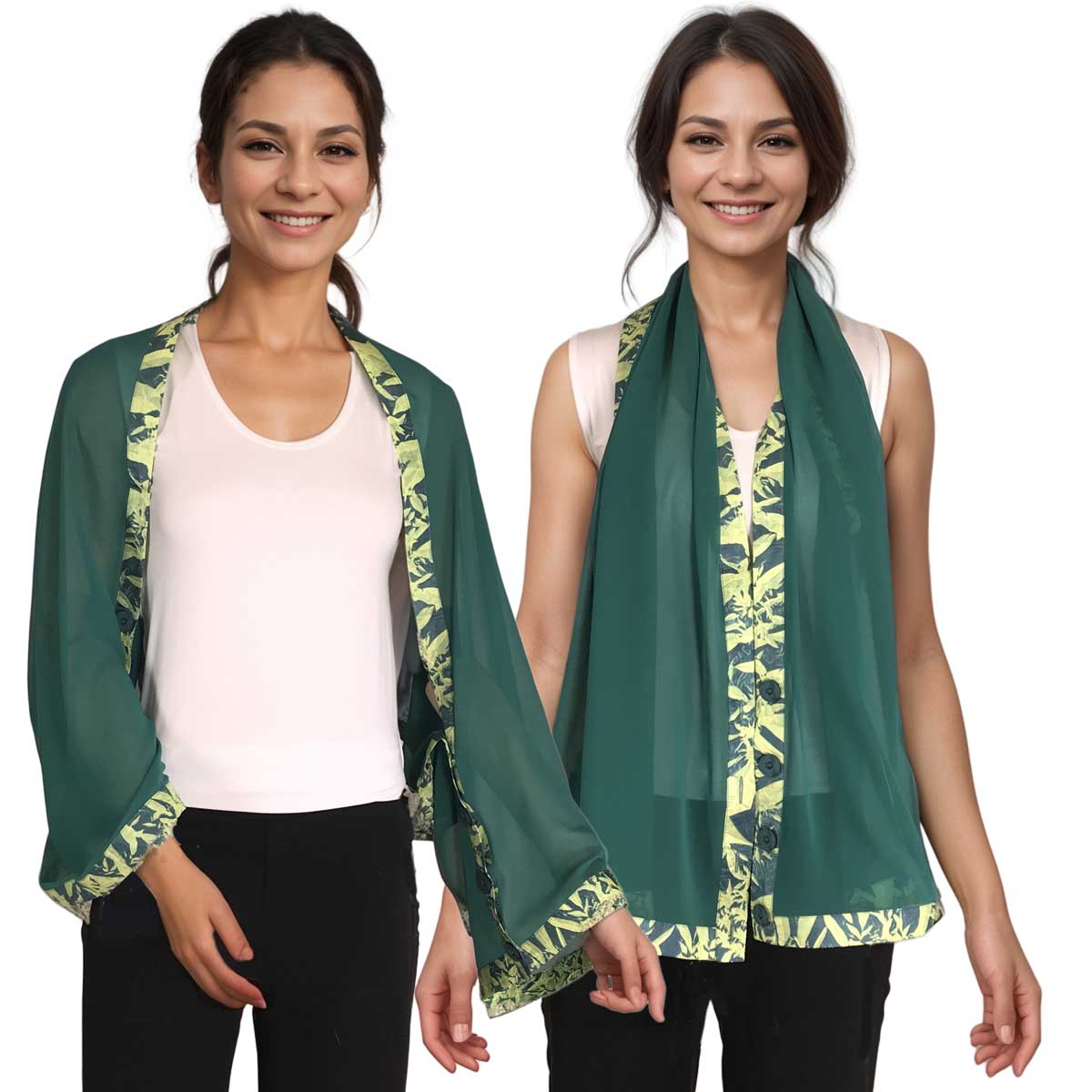 1036 - Origami Trim Button Scarf/Shrug