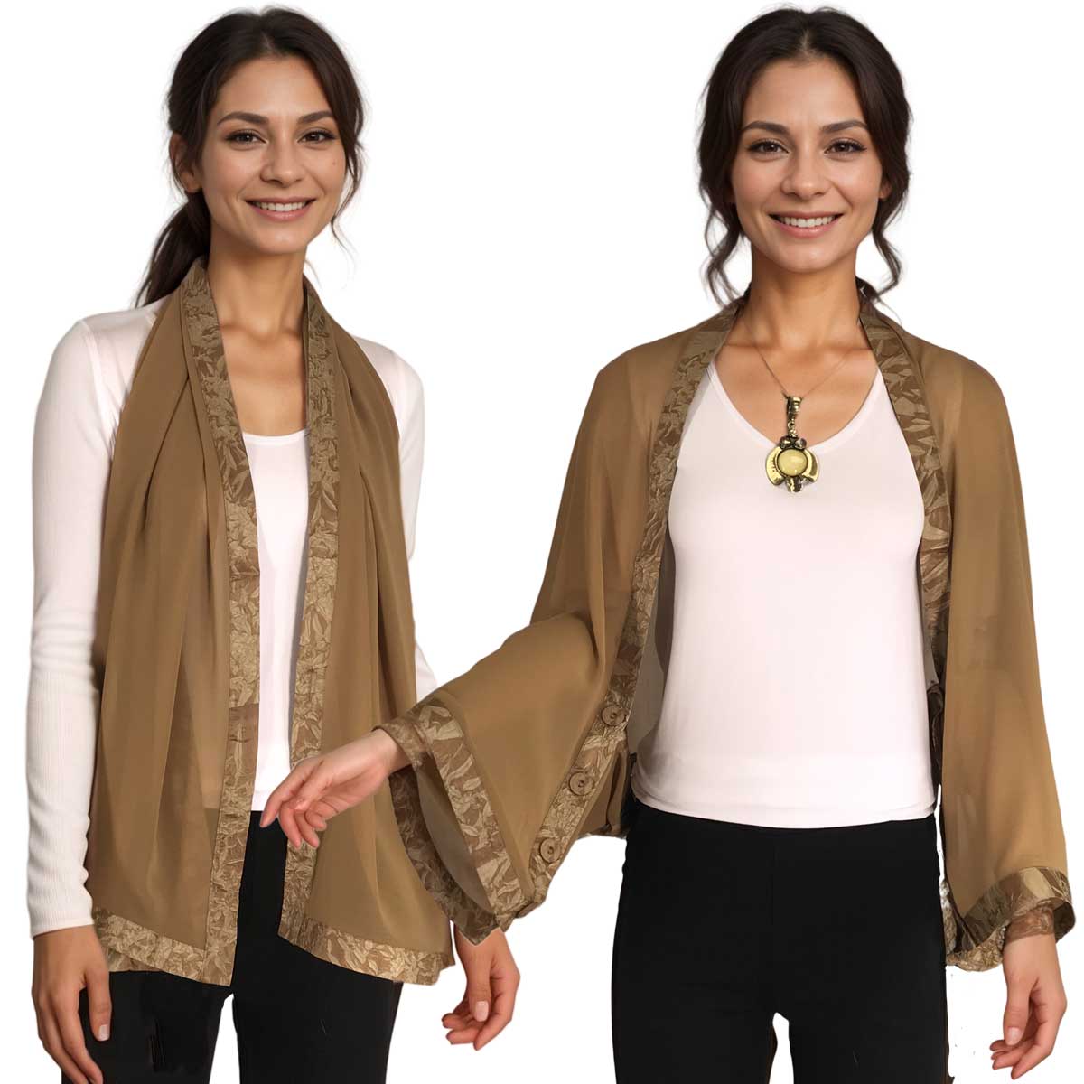 1036 - Origami Trim Button Scarf/Shrug