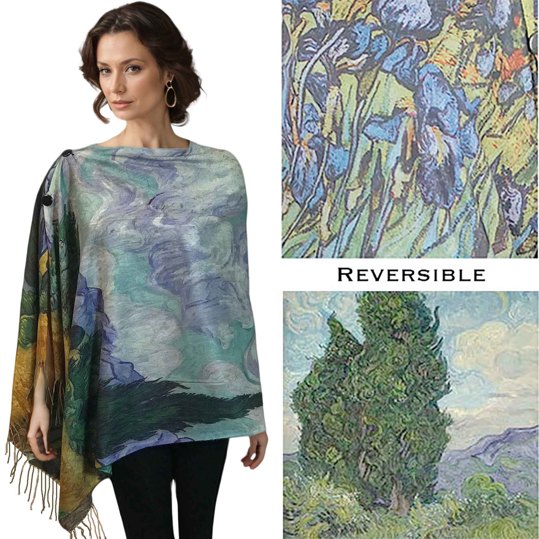 3180/T - Sueded Art Design Button Shawls 