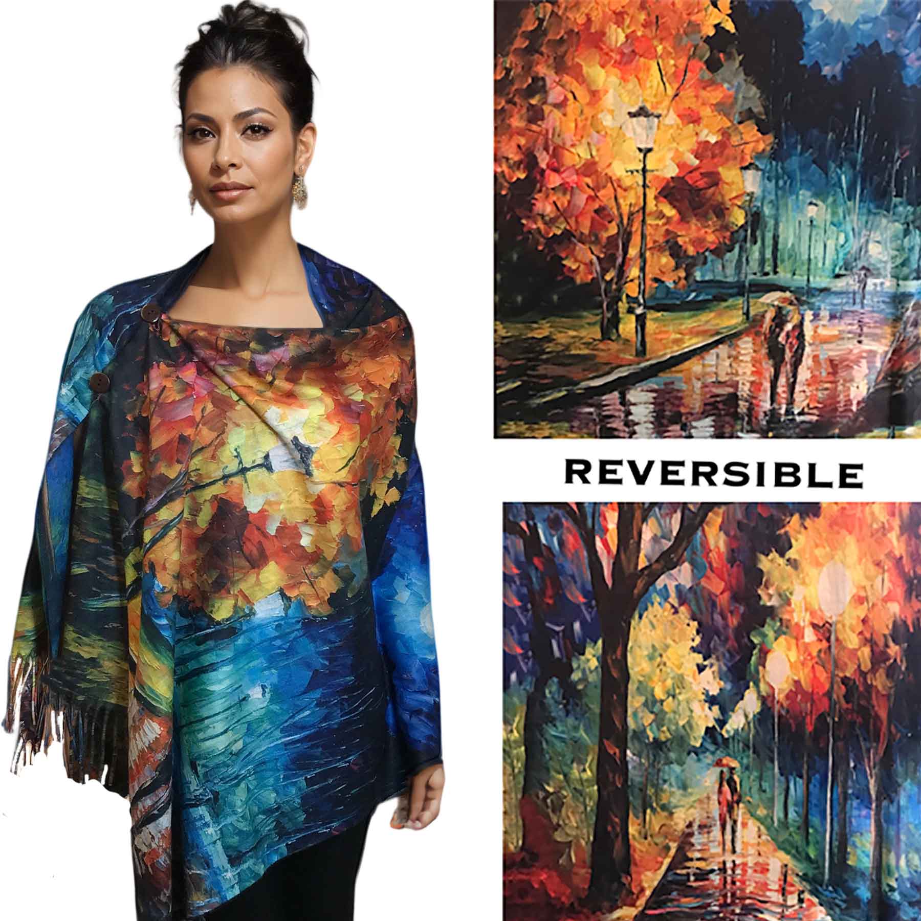 3180/T - Sueded Art Design Button Shawls 